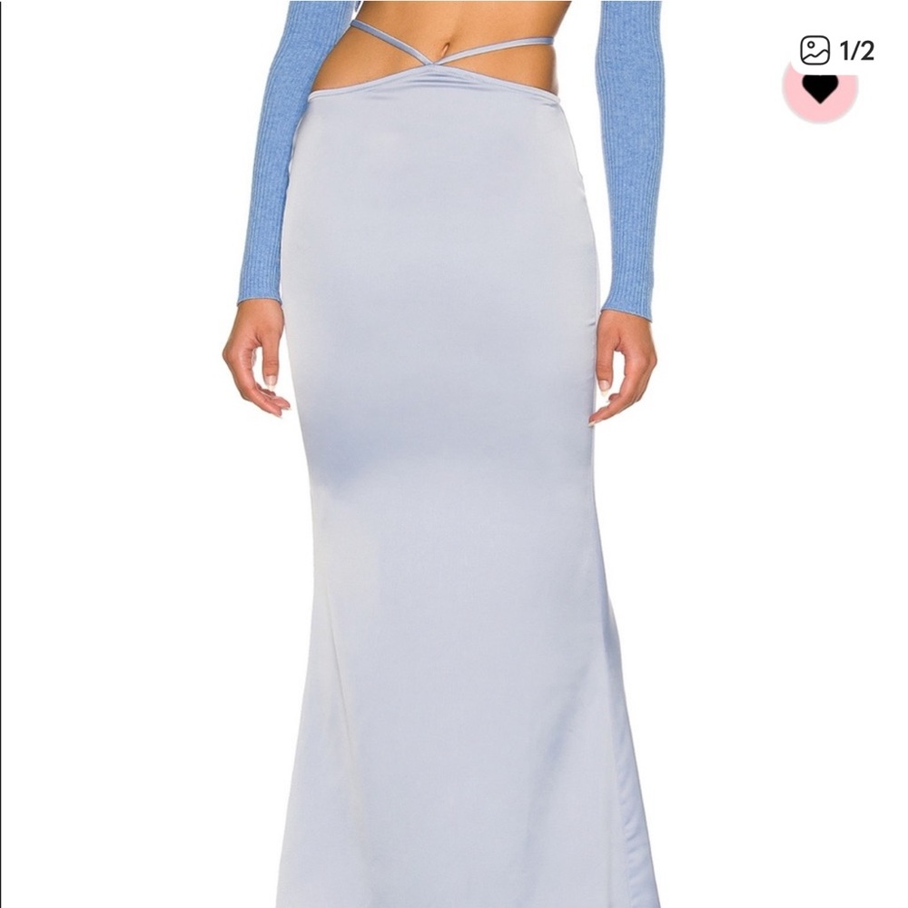 Camila Coelho Satin Maxi Skirt in Pale Blue
